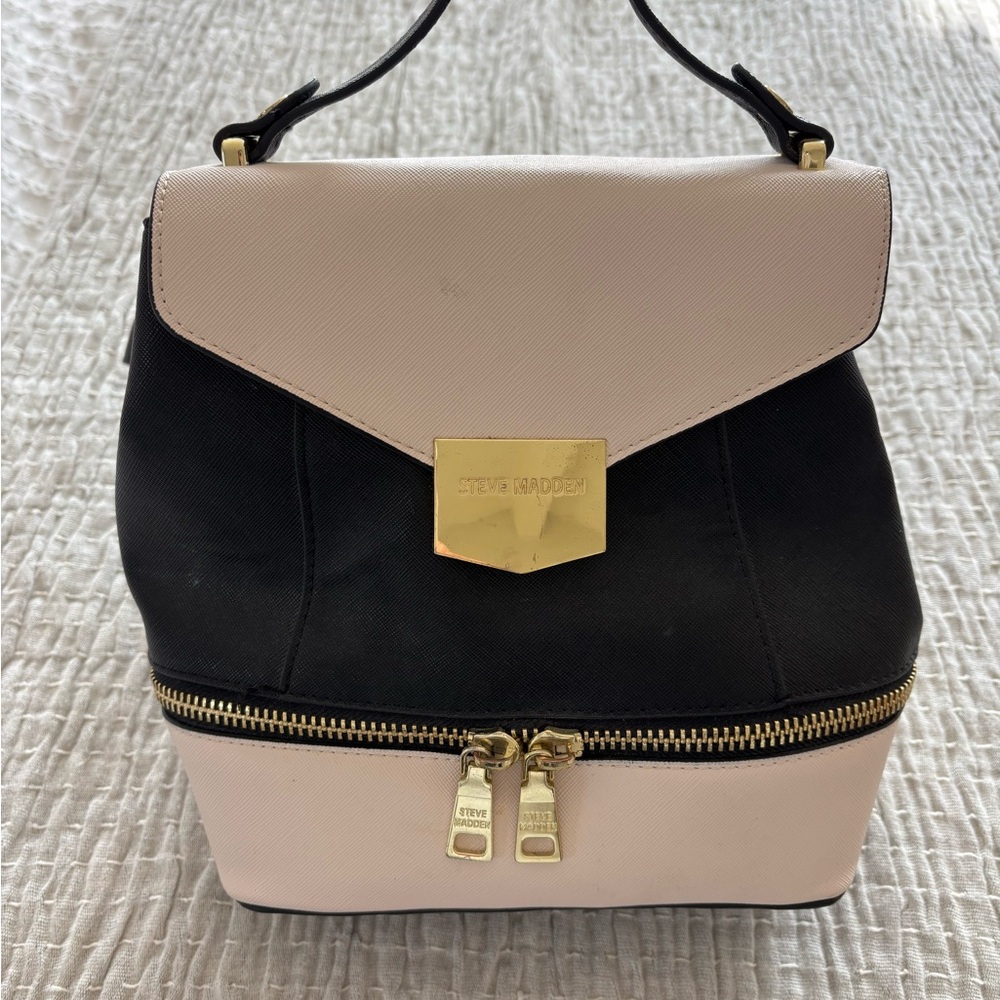 Steve Madden Black and Cream Backpack